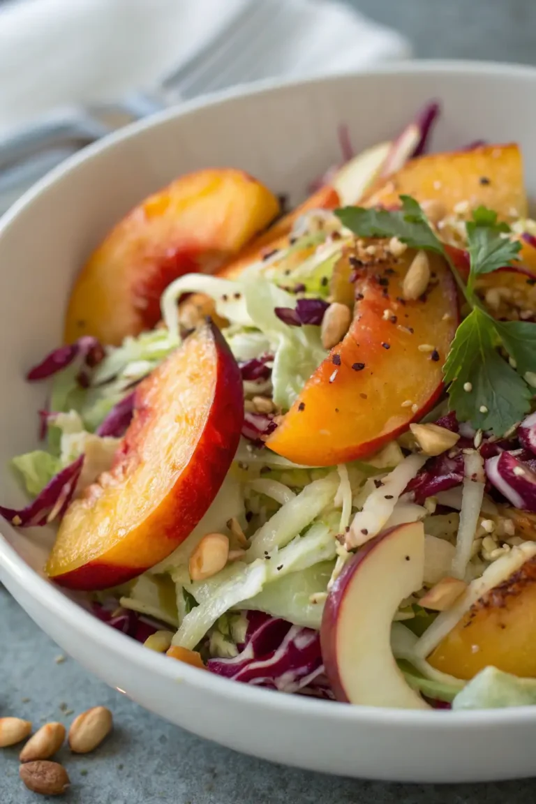 A delicious plate of Insalata di Cavolo Piccante con Pesche