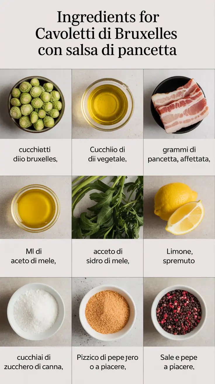 Ingredients for Cavoletti di Bruxelles con Salsa di Pancetta