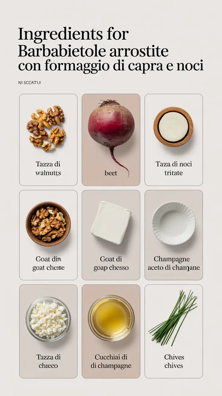 Ingredients for Barbabietole Arrostite con Formaggio di Capra e Noci