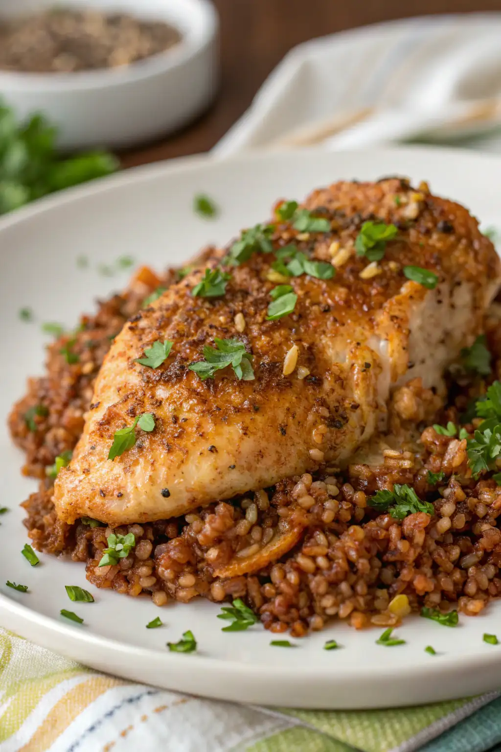 A delicious plate of Pollo ai Semi di Lino in Friggitrice ad Aria