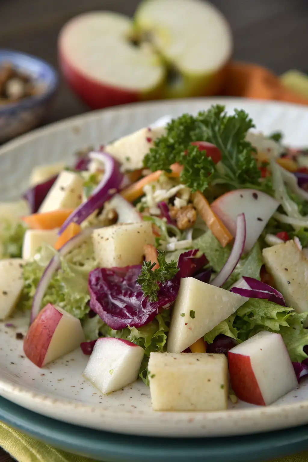 A delicious plate of Insalata di Cavolo con Mele e Jicama