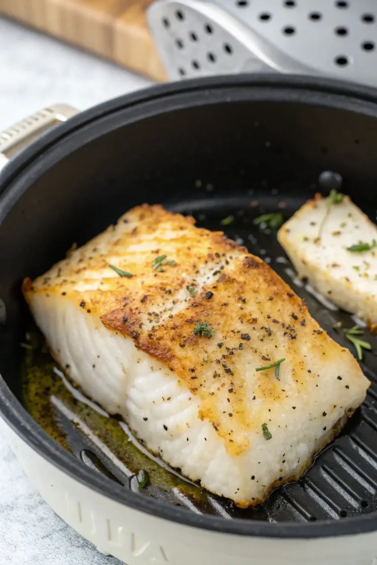 A delicious plate of Halibut Fritto nell'Air Fryer