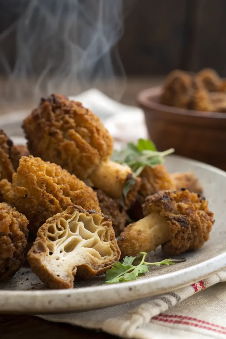 A delicious plate of Morel di Funghi Fritti in Friggitrice ad Aria