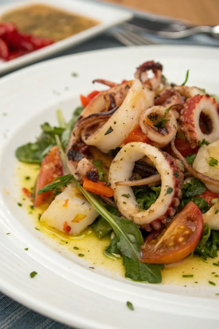 A delicious plate of Insalata di Calamari Calda