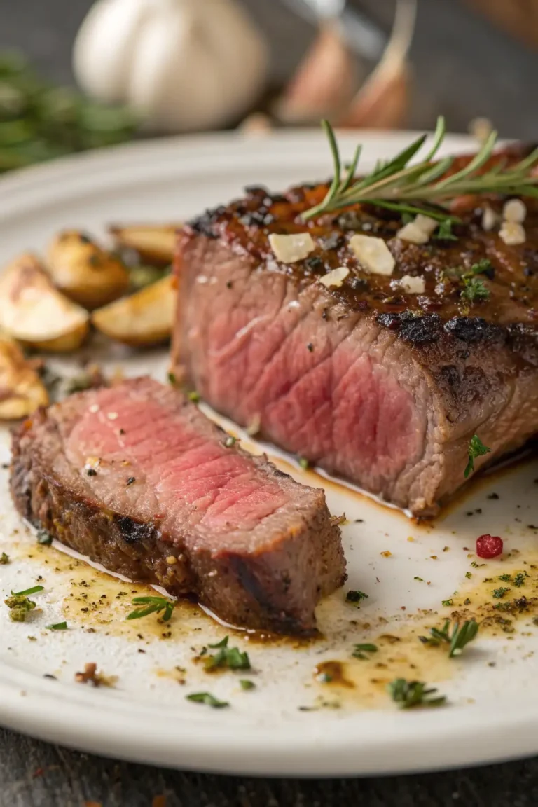 A delicious plate of Bistecca di Manzo con Friggitrice ad Aria