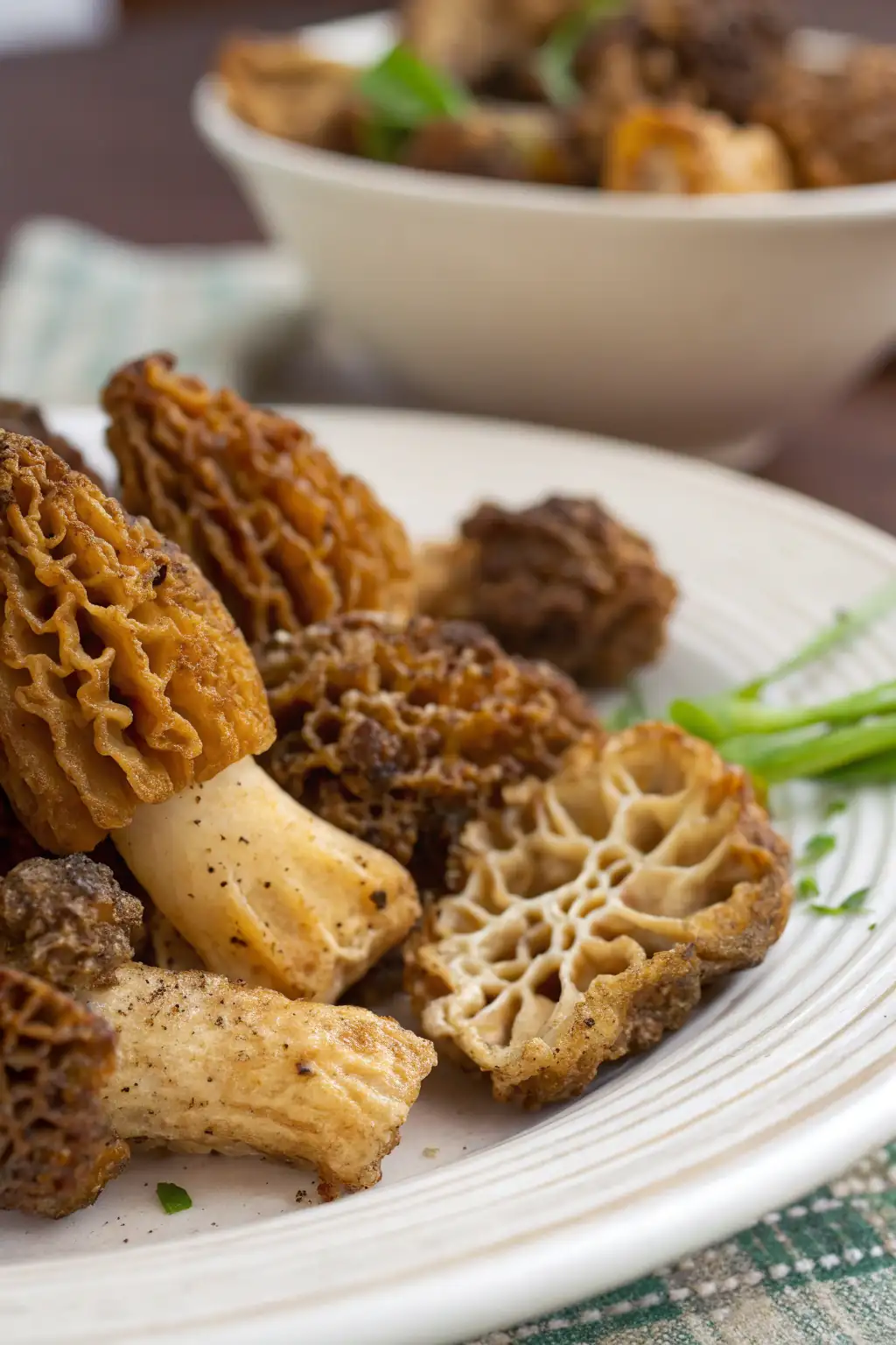 A delicious plate of Morel di Funghi Fritti in Friggitrice ad Aria