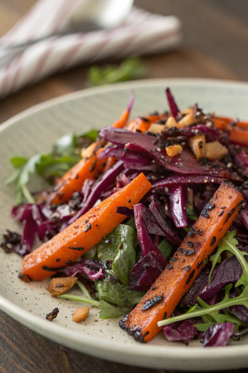 A delicious plate of Insalata di Cavolo Rosso e Carote Bruciacchiate