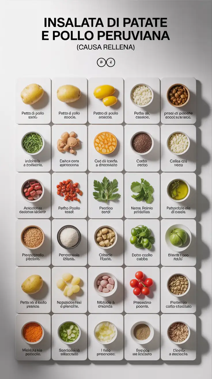 Ingredients for Insalata di Patate e Pollo Peruviana (Causa Rellena)