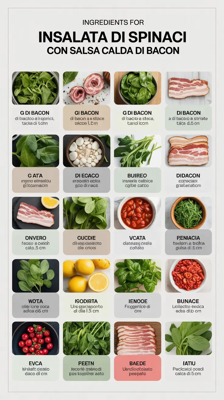 Ingredients for Insalata di Spinaci con Salsa Calda di Bacon
