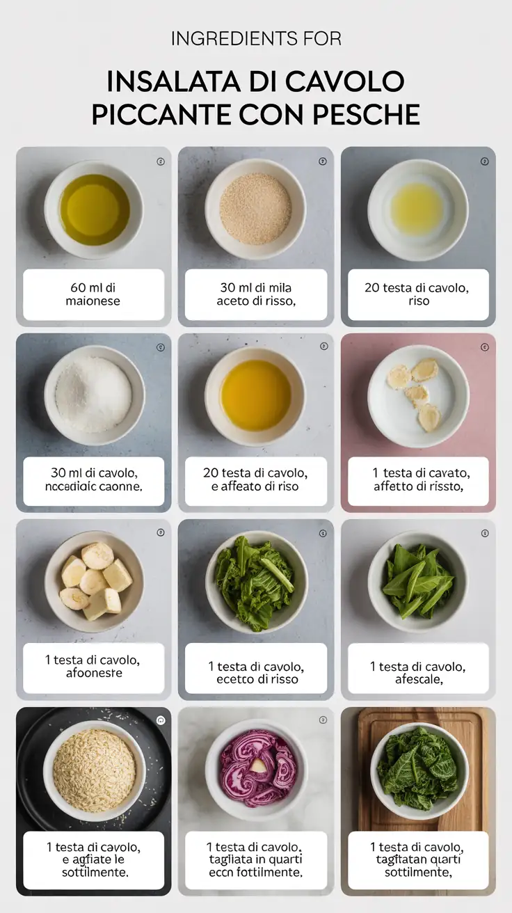 Ingredients for Insalata di Cavolo Piccante con Pesche