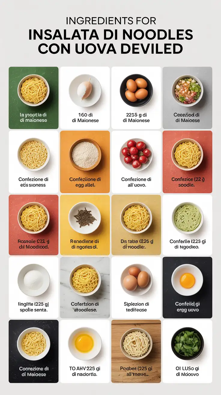 Ingredients for Insalata di Noodles con Uova Deviled