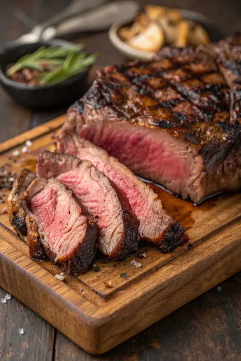 A delicious plate of Bistecca di Bisonte in Friggitrice ad Aria