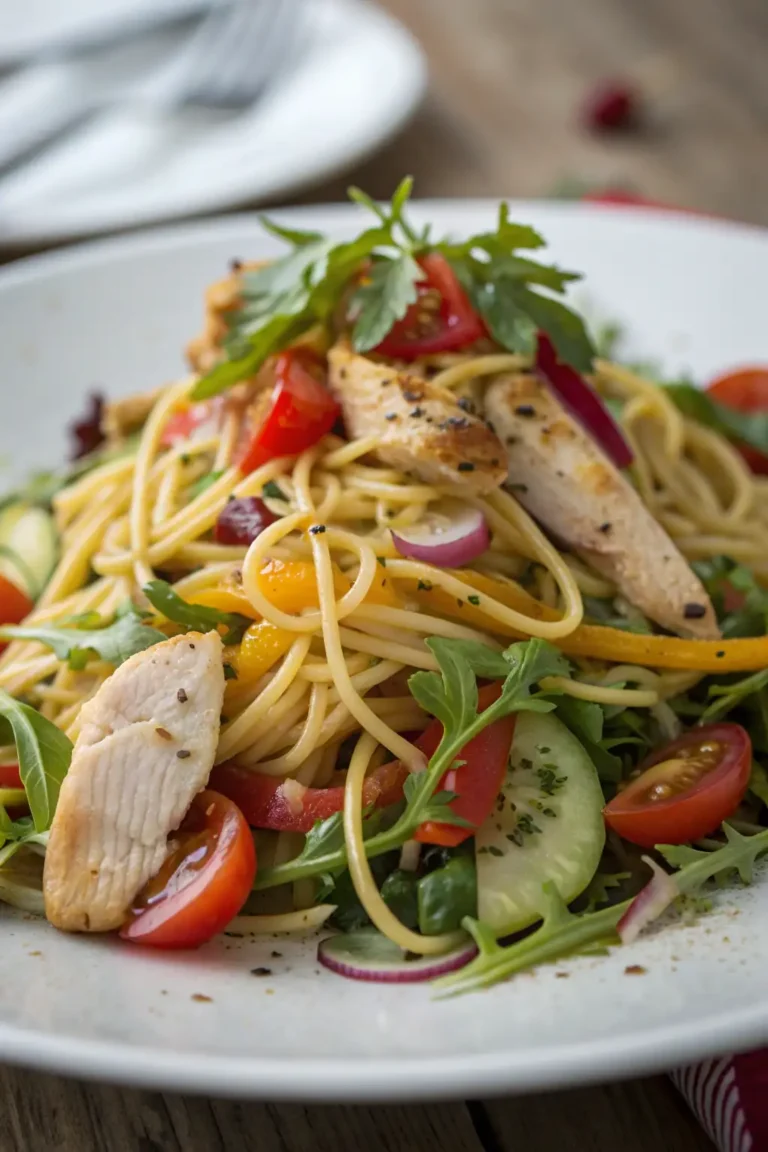 A delicious plate of Insalata di Noodles di Pollo