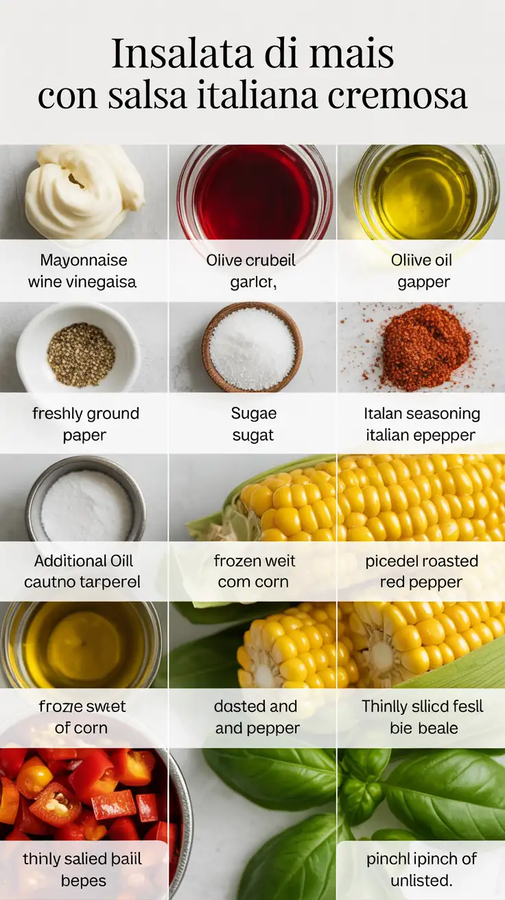 Ingredients for Insalata di Mais con Salsa Italiana Cremosa