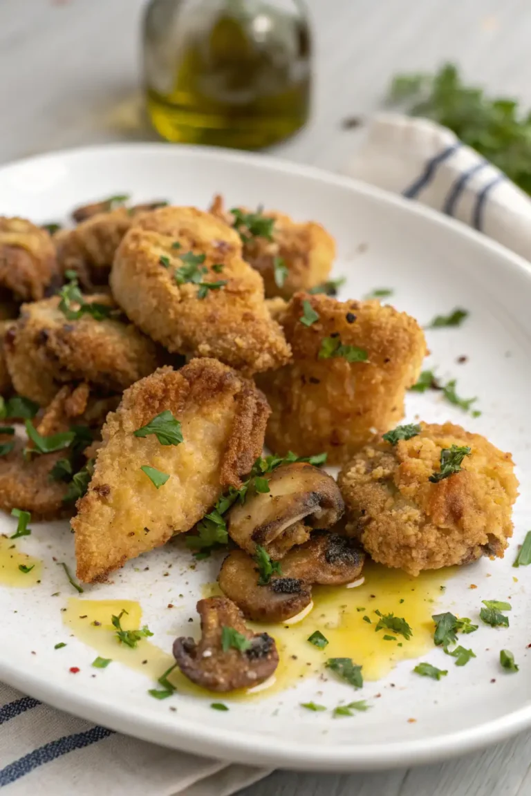 A delicious plate of Funghi Ostrica Fritti in Friggitrice ad Aria