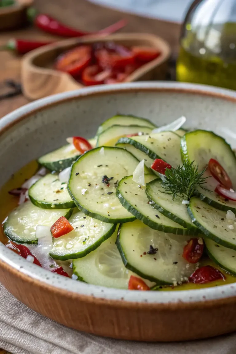 A delicious plate of Insalata di Cetrioli Schiacciati