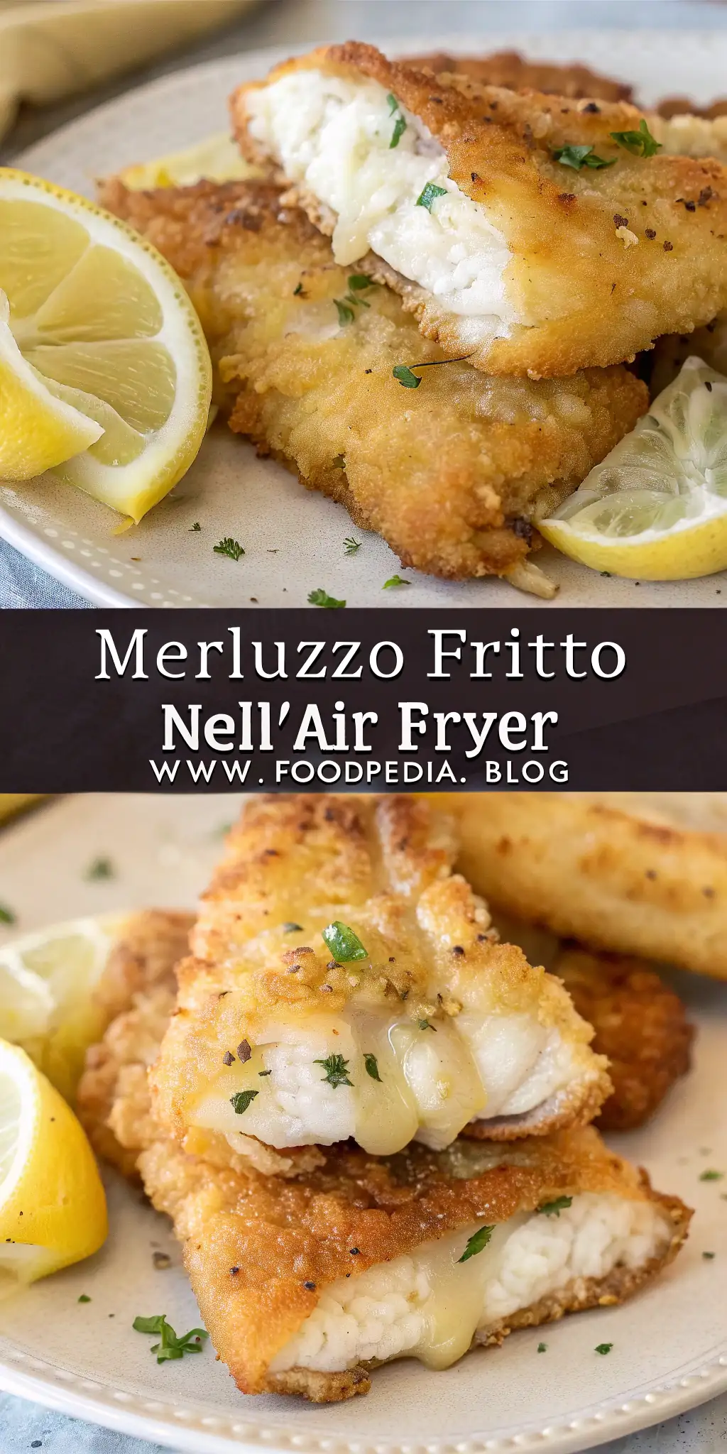 Pinterest image 1 for Merluzzo Fritto nell'Air Fryer