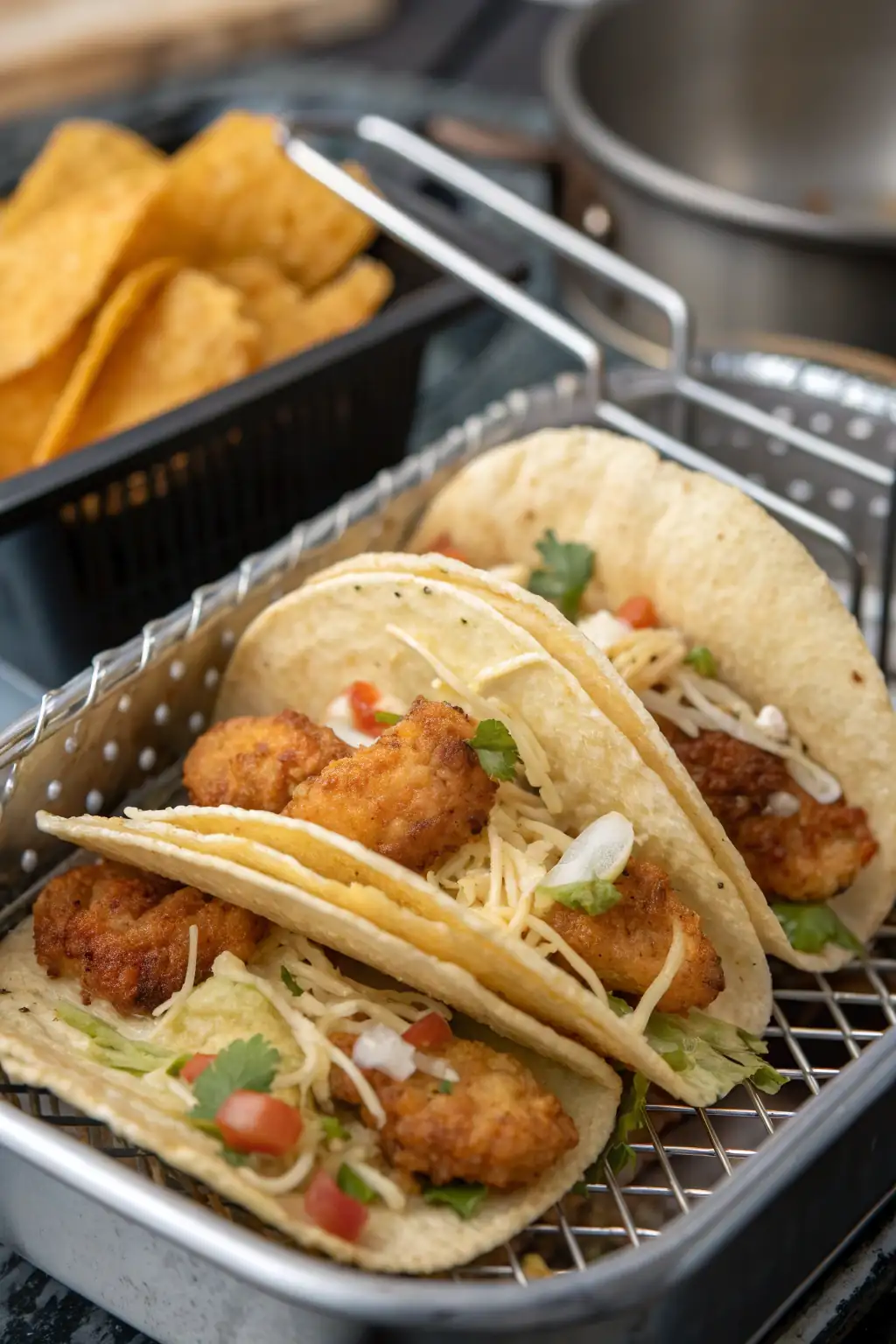 A delicious plate of Tacos di Pesce Fritti in Friggitrice ad Aria