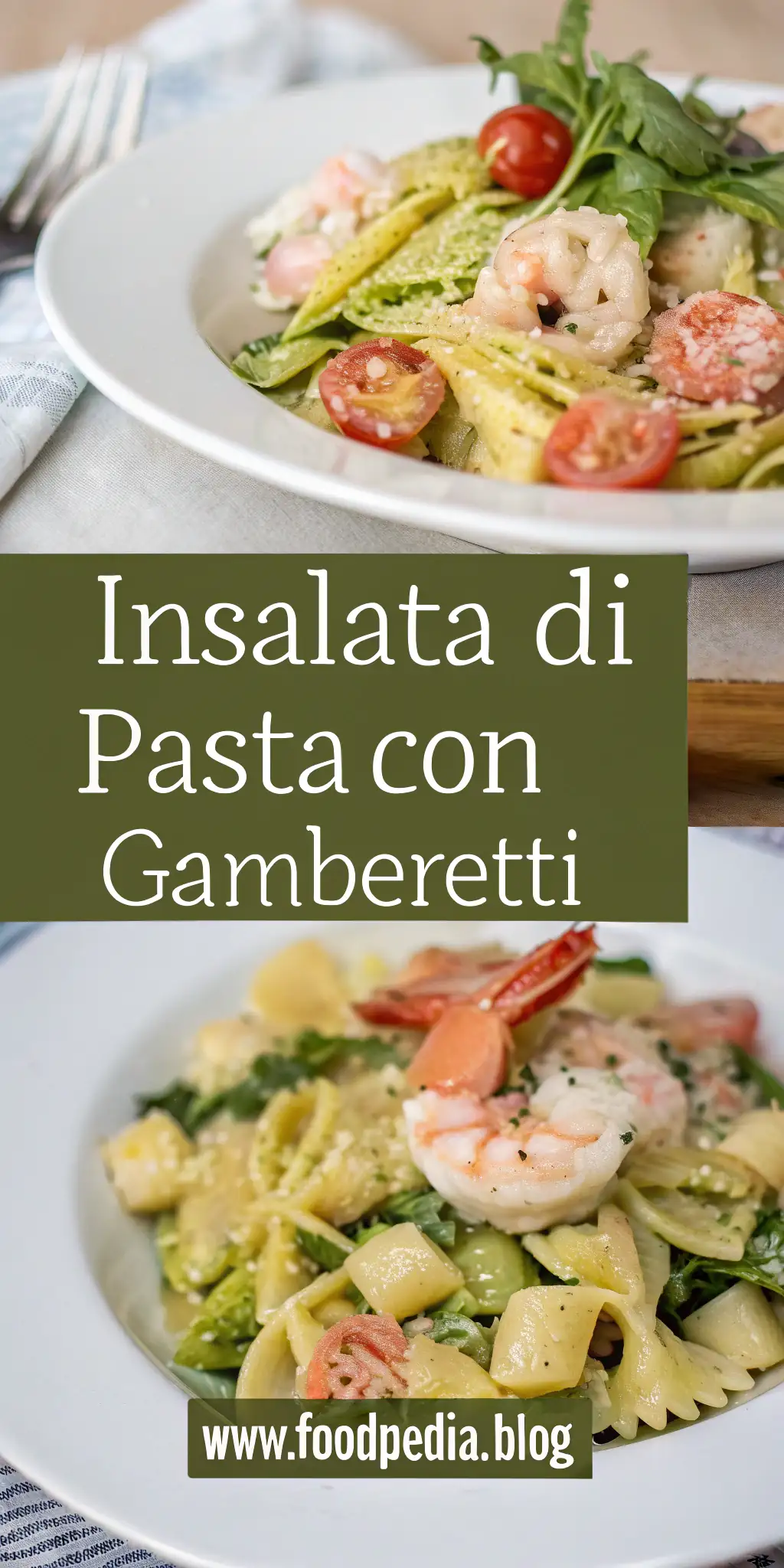 Pinterest image 1 for Insalata di Pasta con Gamberetti