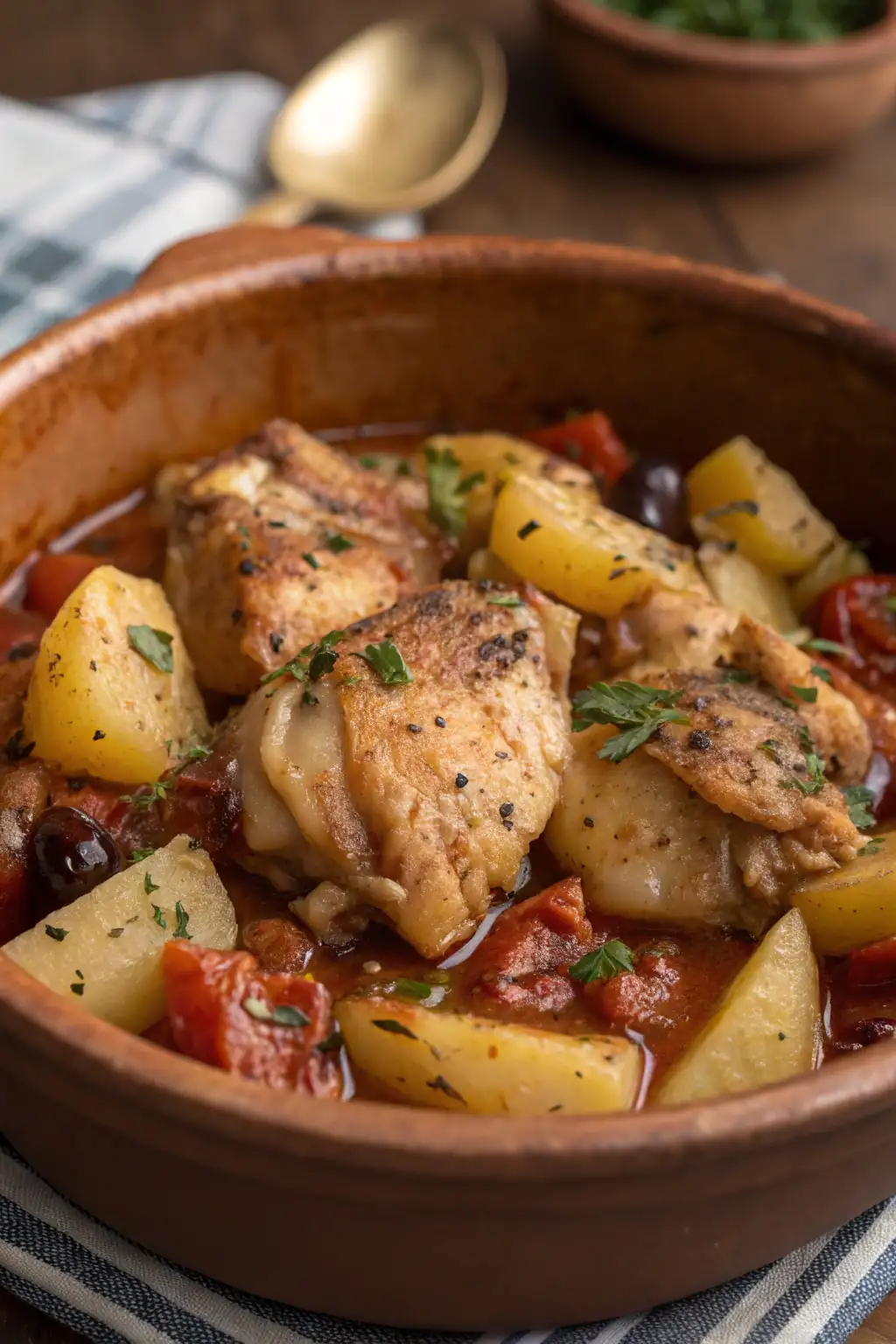 A delicious plate of Ciotola di Pollo e Patate Greca