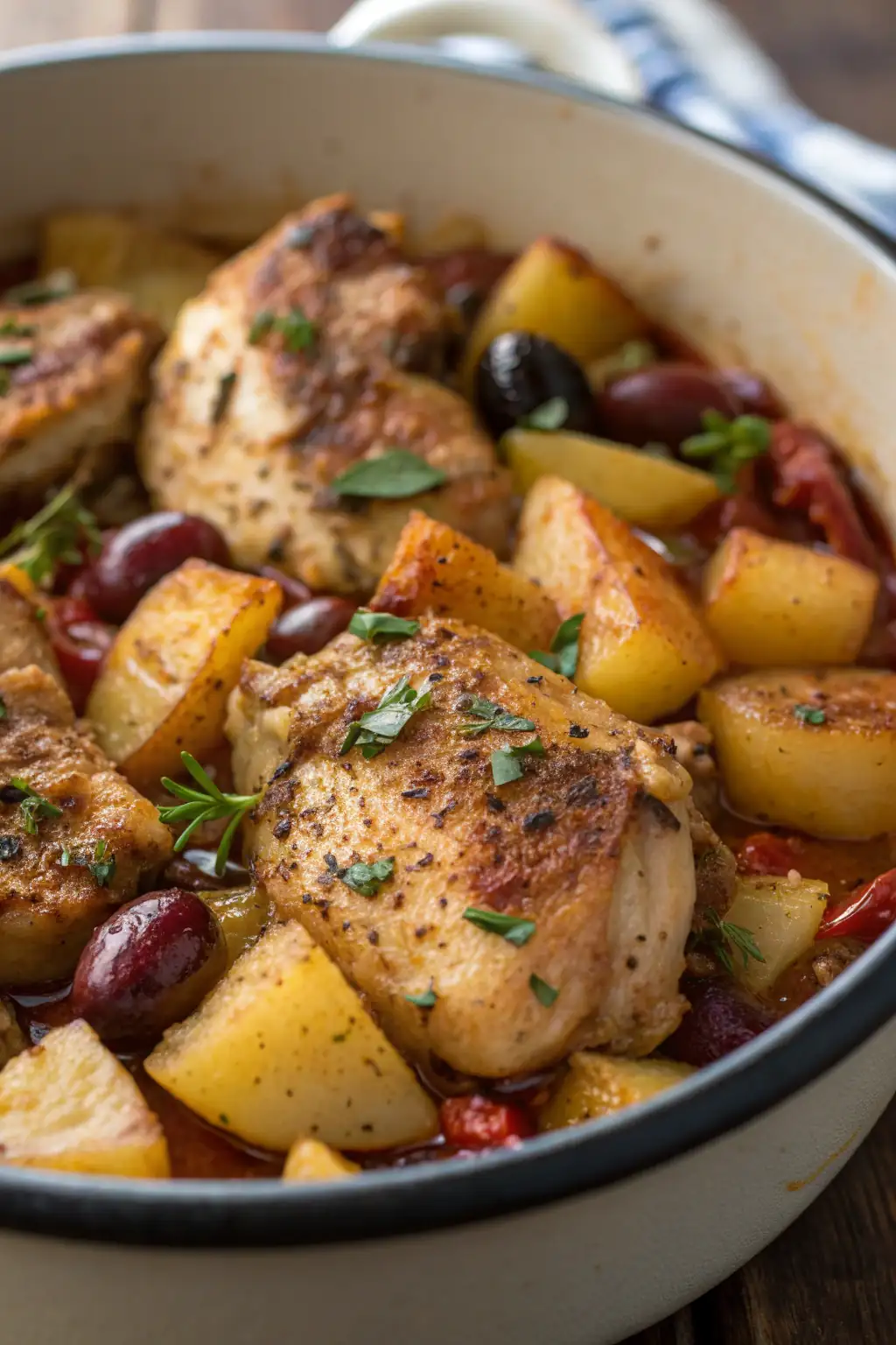 A delicious plate of Ciotola di Pollo e Patate Greca