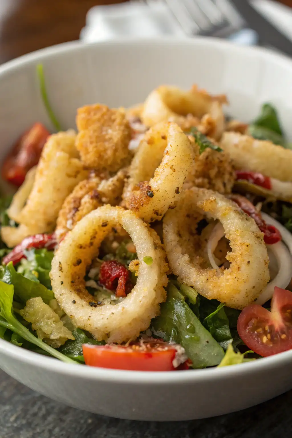 A delicious plate of Insalata di Calamari Calda