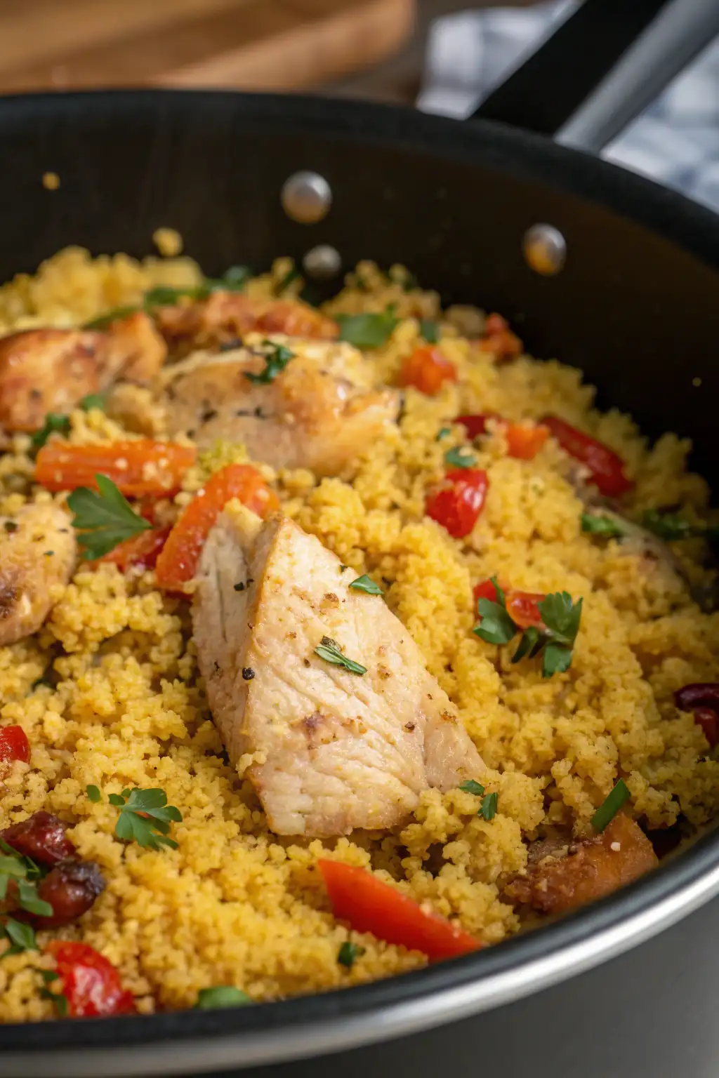 A delicious plate of Couscous di Pollo in Friggitrice ad Aria