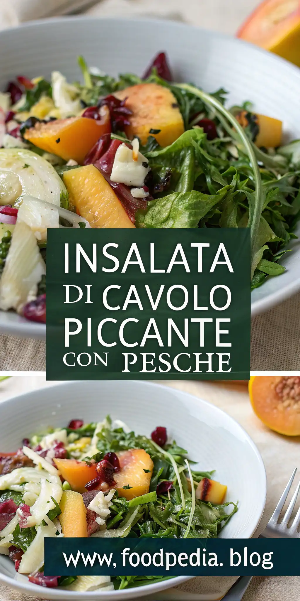 Pinterest image 1 for Insalata di Cavolo Piccante con Pesche