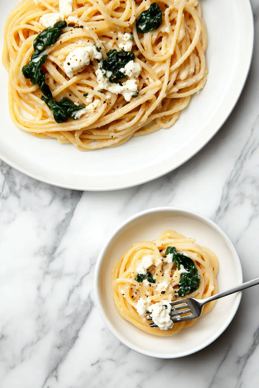 MEDITERRANE PASTA MIT RICOTTA UND SPINAT