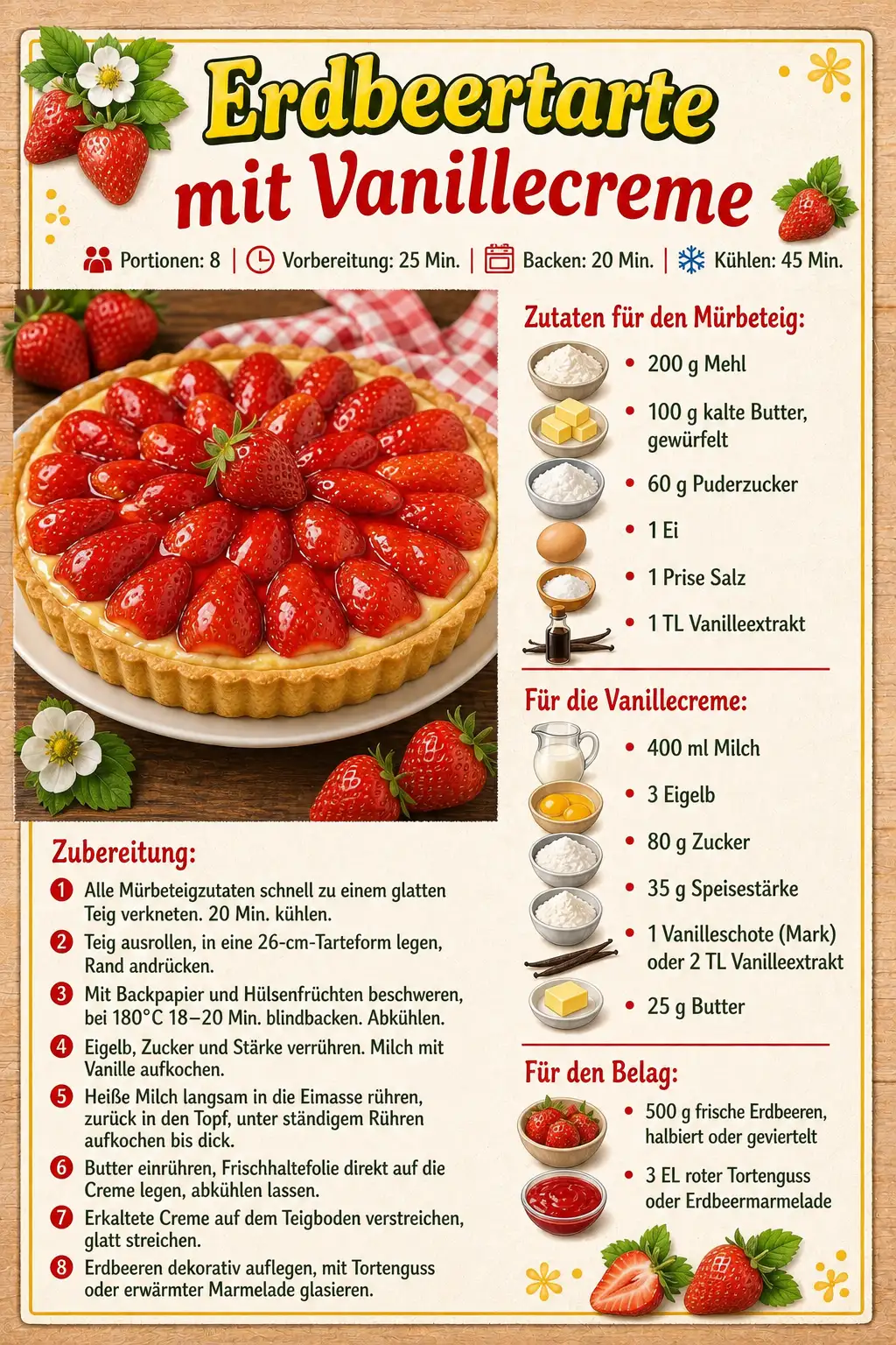 Erdbeertarte mit Vanillecreme