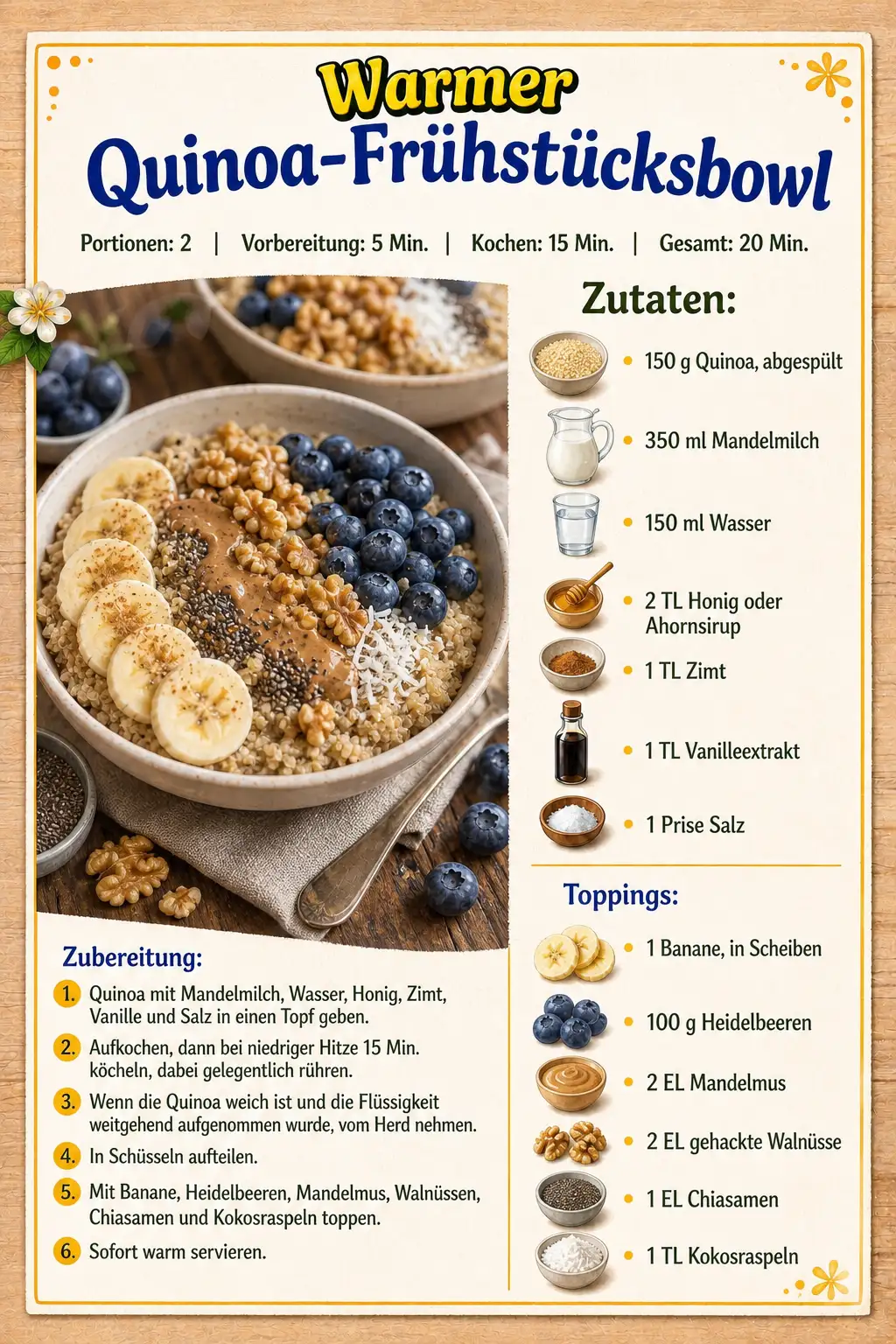 Warmer Quinoa-Frühstücksbowl