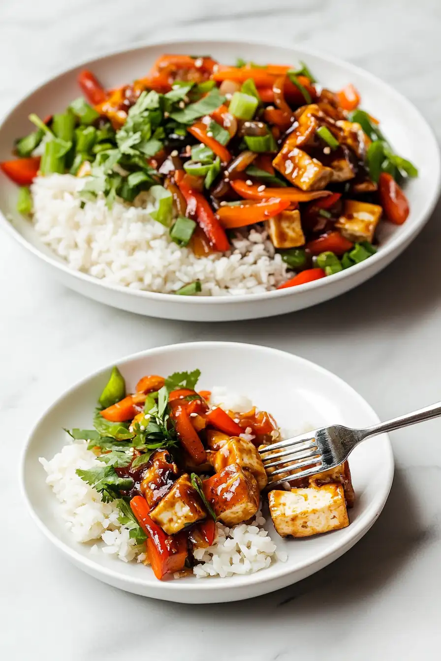 Vegane Reisbowl mit Teriyaki-Tofu