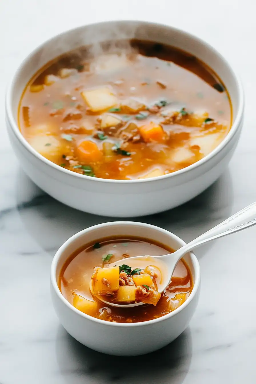 CREMIGE KARTOFFEL-HACKFLEISCH-SUPPE