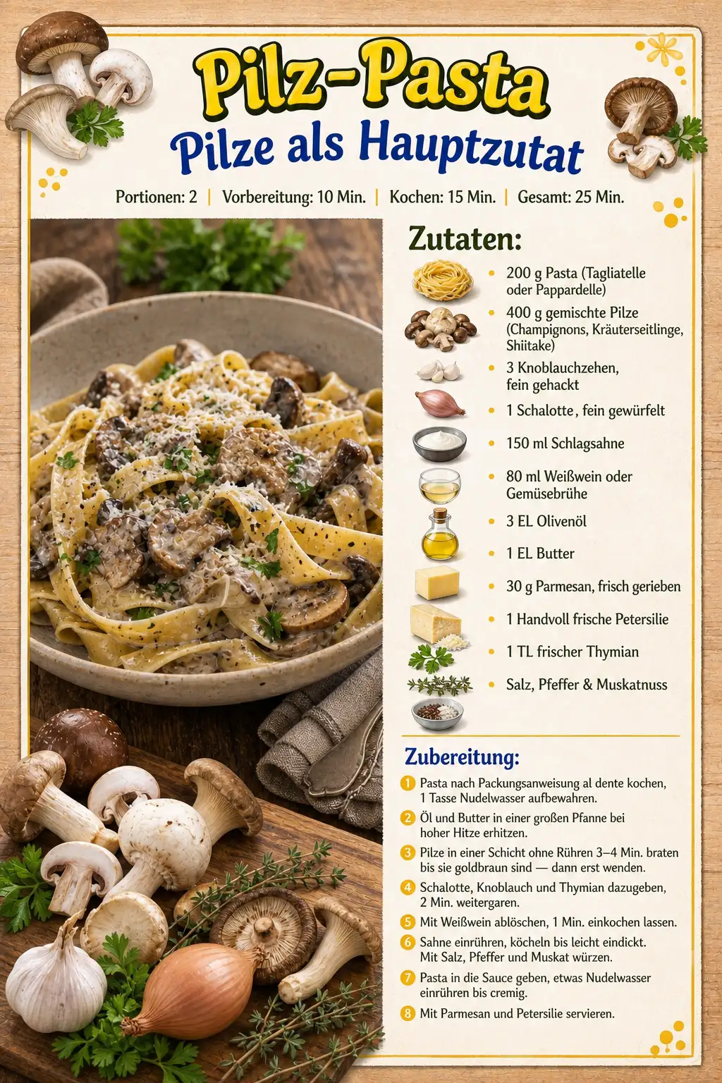Pilz-Pasta — Pilze als Hauptzutat
