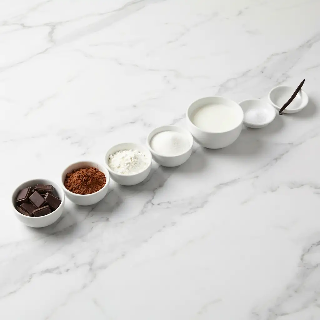 Ingredients for SCHOKOLADENPUDDING ODER UNMÖGLICHER KUCHEN