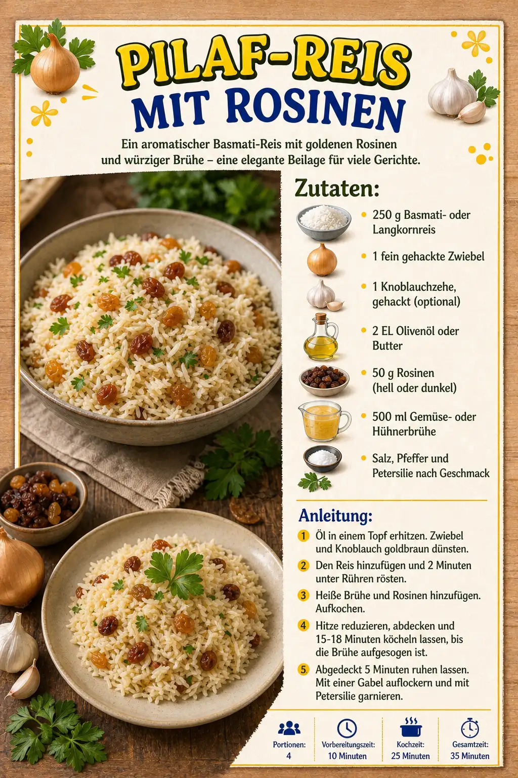 PILAF-REIS MIT ROSINEN