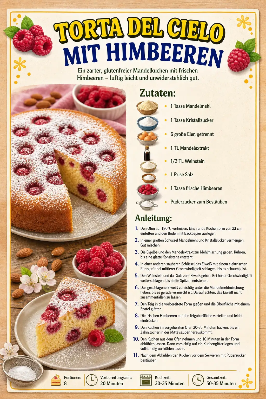 TORTA DEL CIELO MIT HIMBEEREN