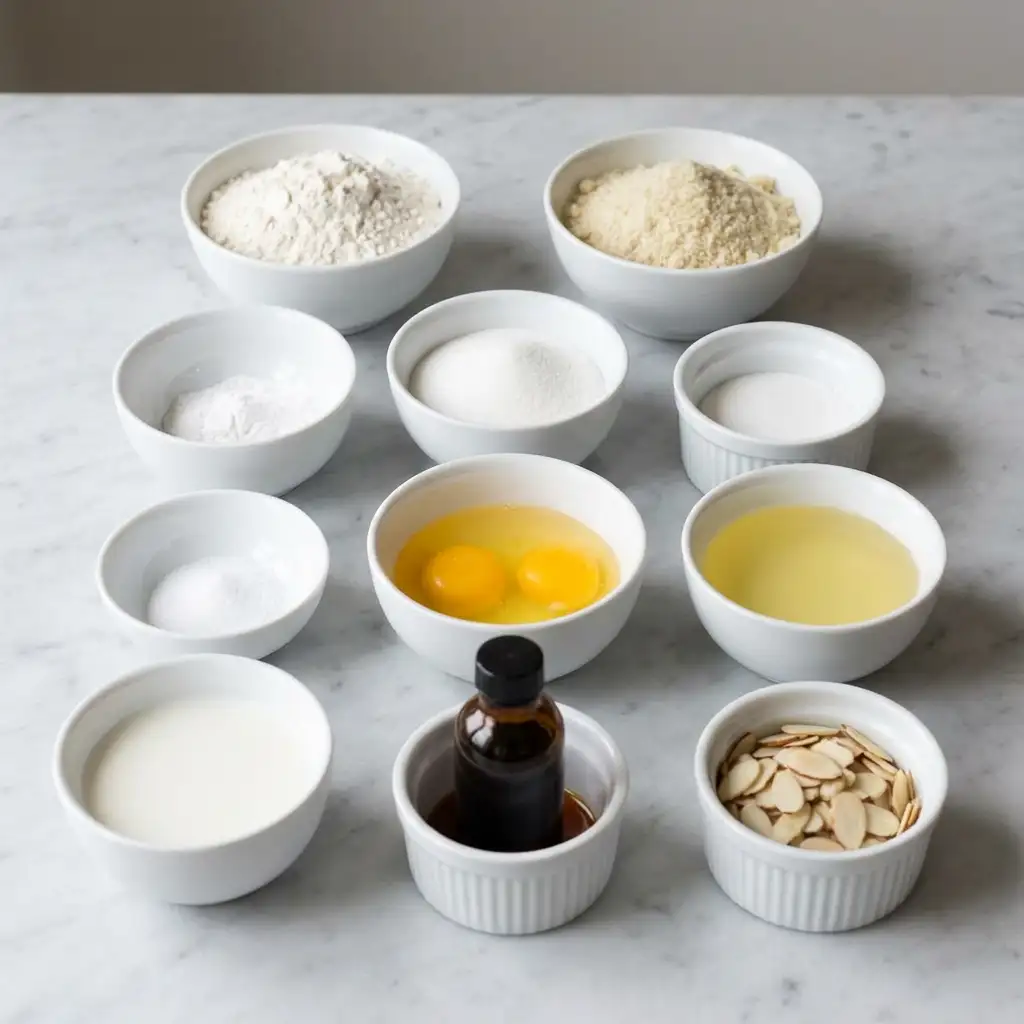 Ingredients for MANDELKUCHEN (BIZCOCHO)