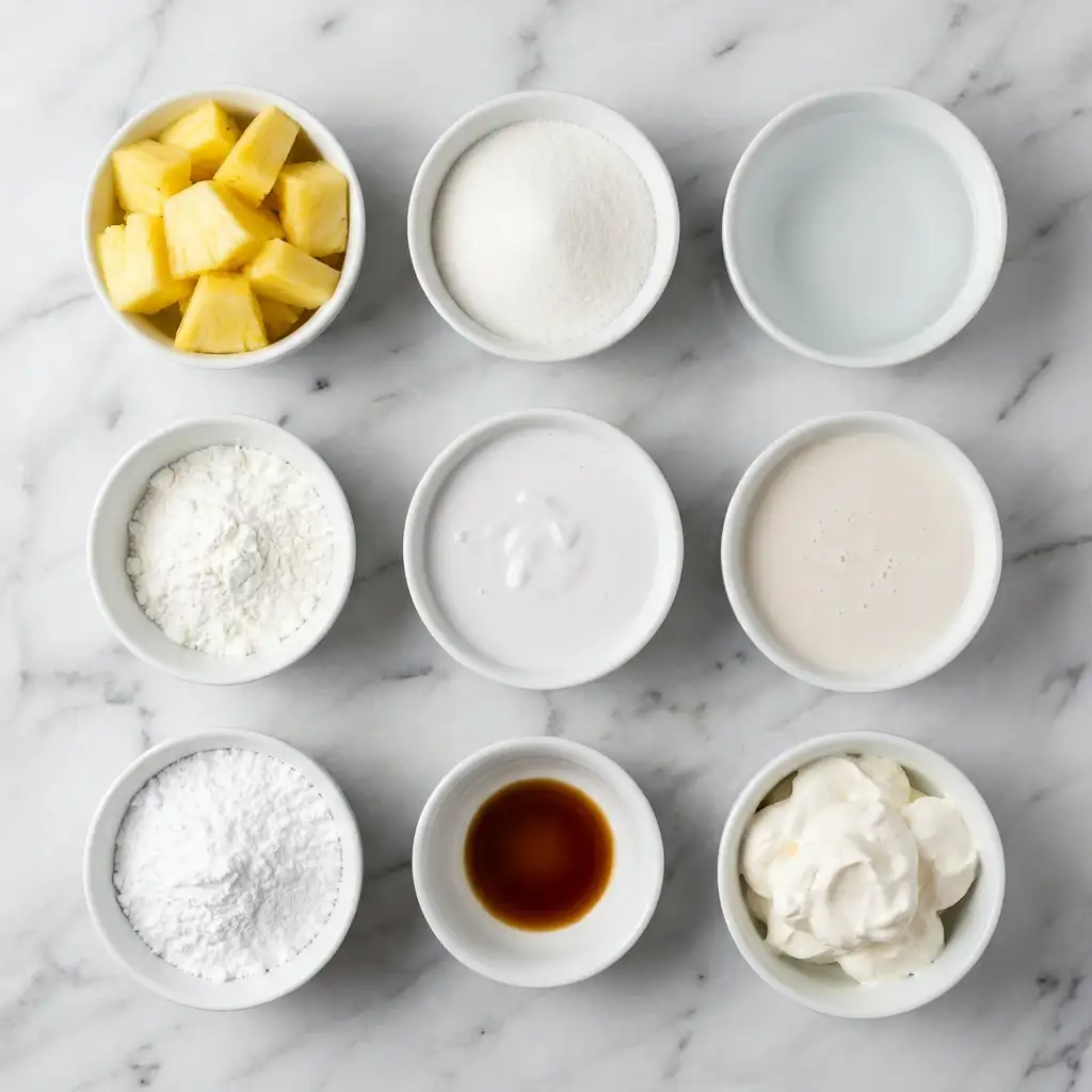 Ingredients for PIÑA-COLADA-DESSERT