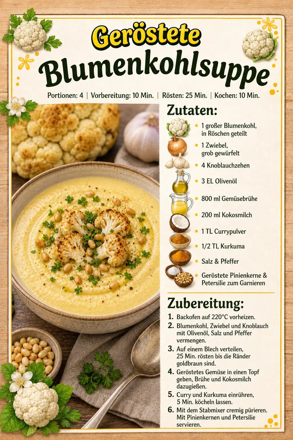 Geröstete Blumenkohlsuppe