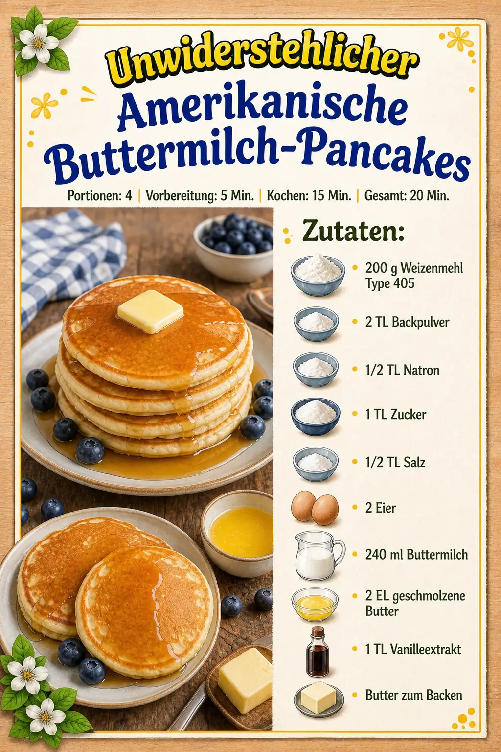 Amerikanische Buttermilch-Pancakes