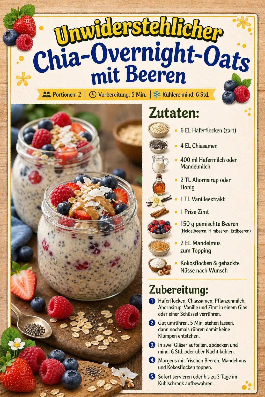 Chia-Overnight-Oats mit Beeren