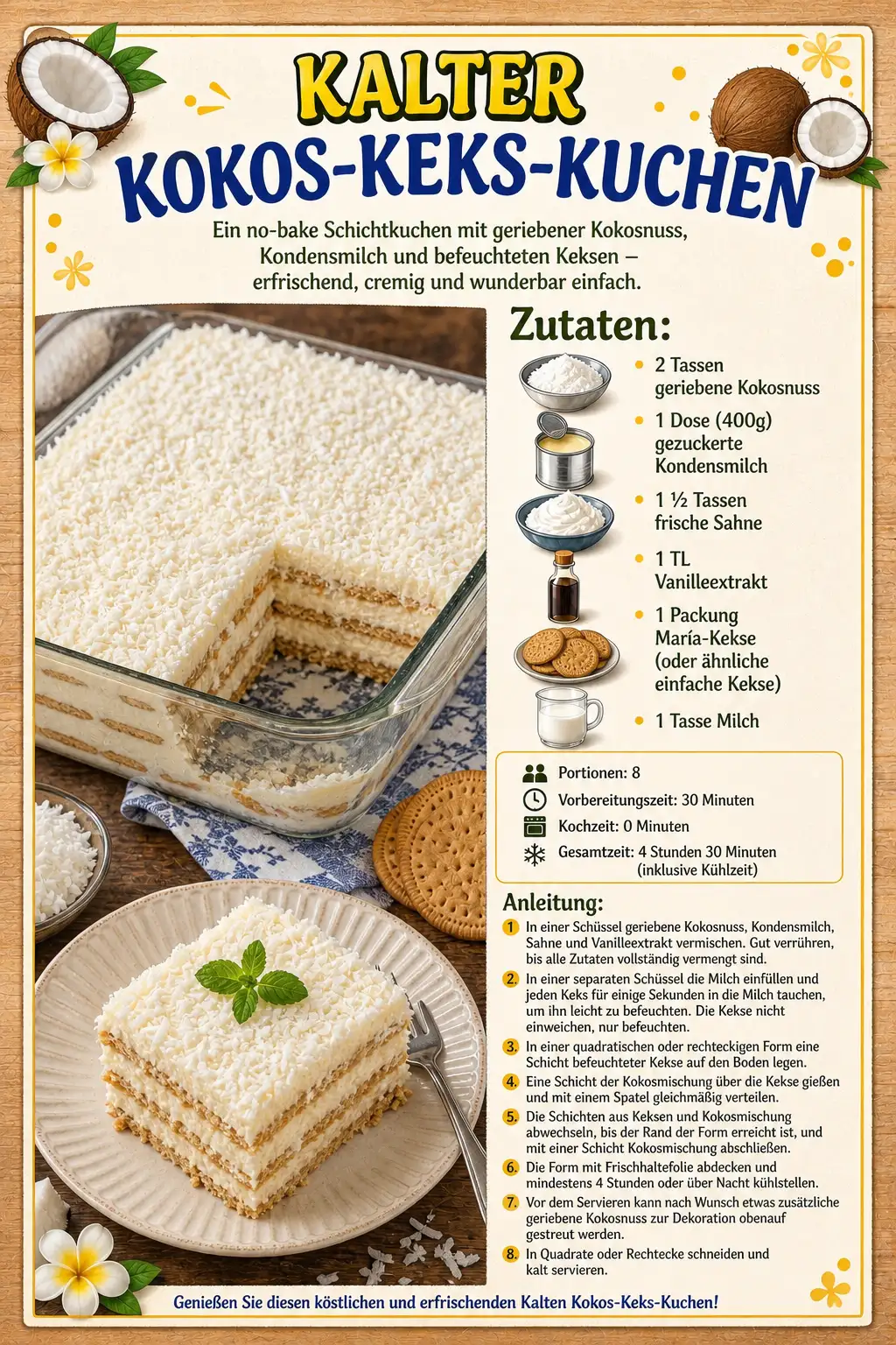 KALTER KOKOS-KEKS-KUCHEN