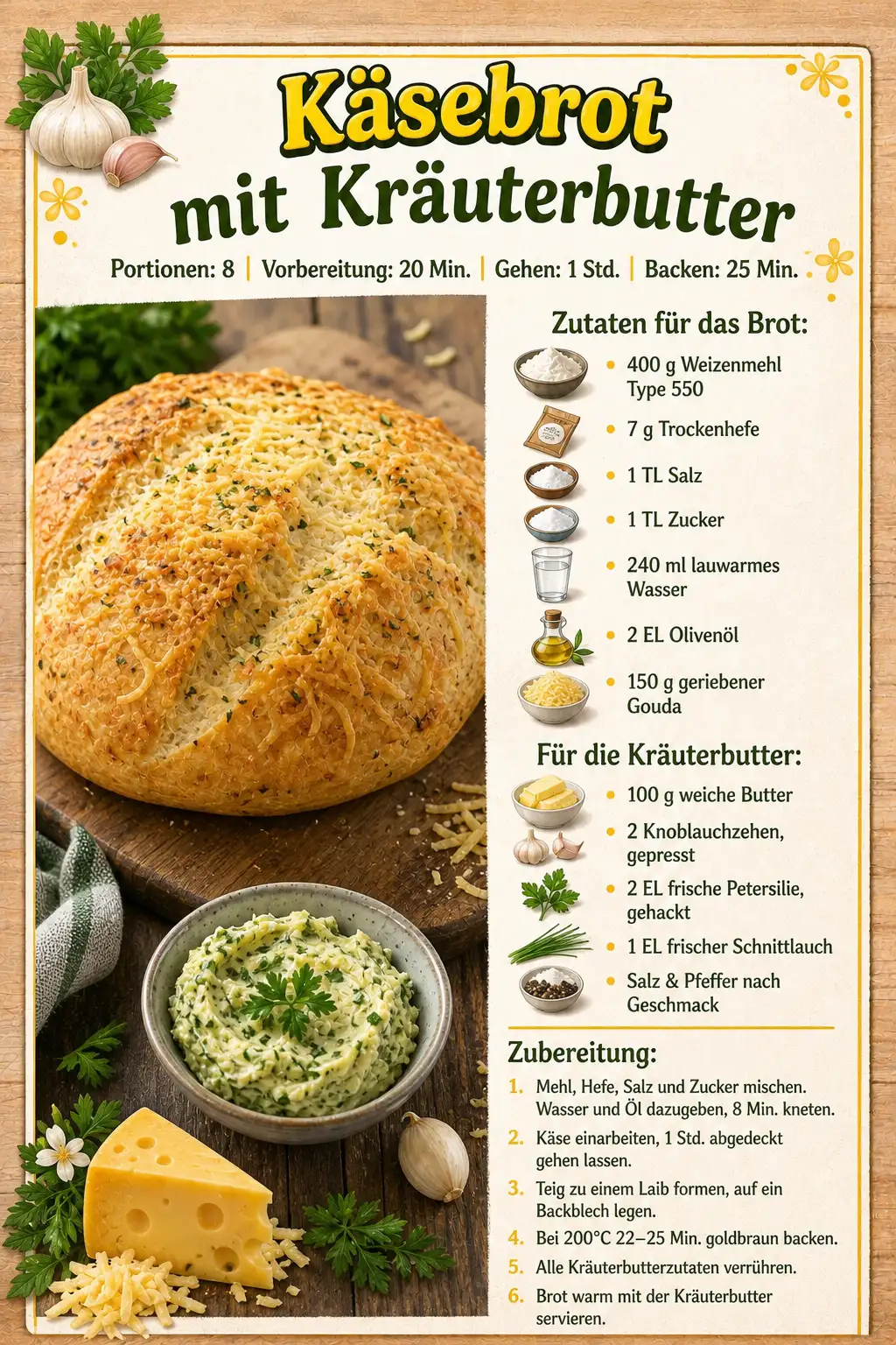 Käsebrot mit Kräuterbutter