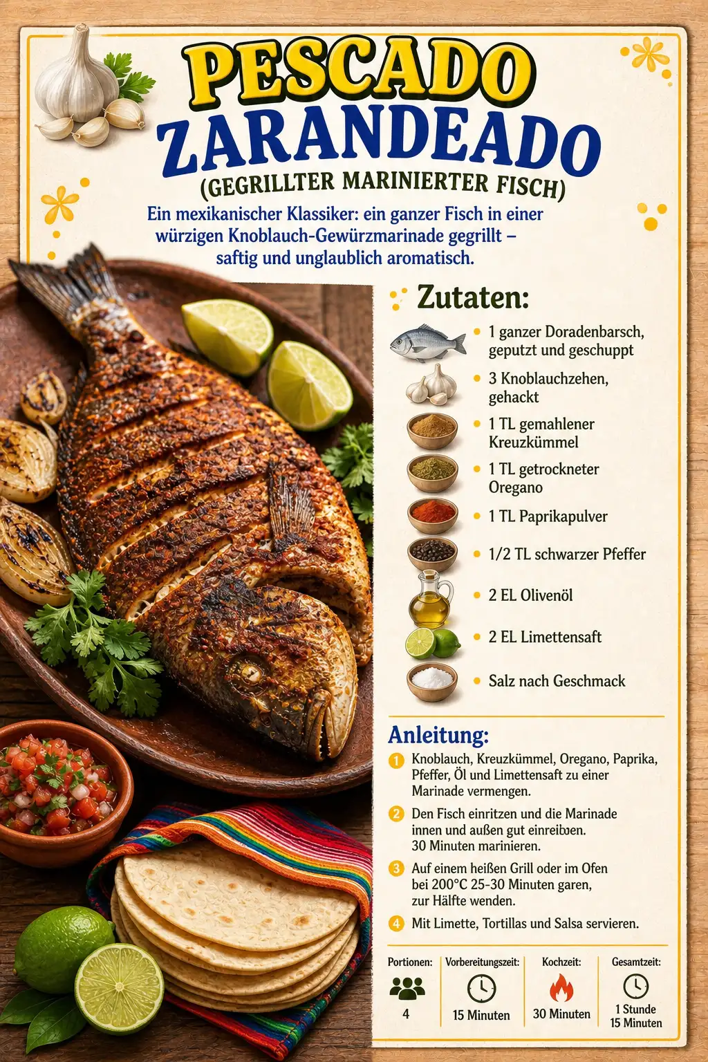PESCADO ZARANDEADO (GEGRILLTER MARINIERTER FISCH)