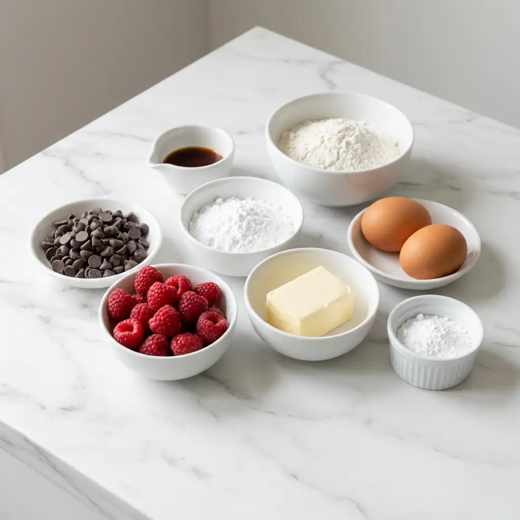Ingredients for SCHOKOLADEN-HIMBEER-CUPCAKES MIT FLÜSSIGEM KERN